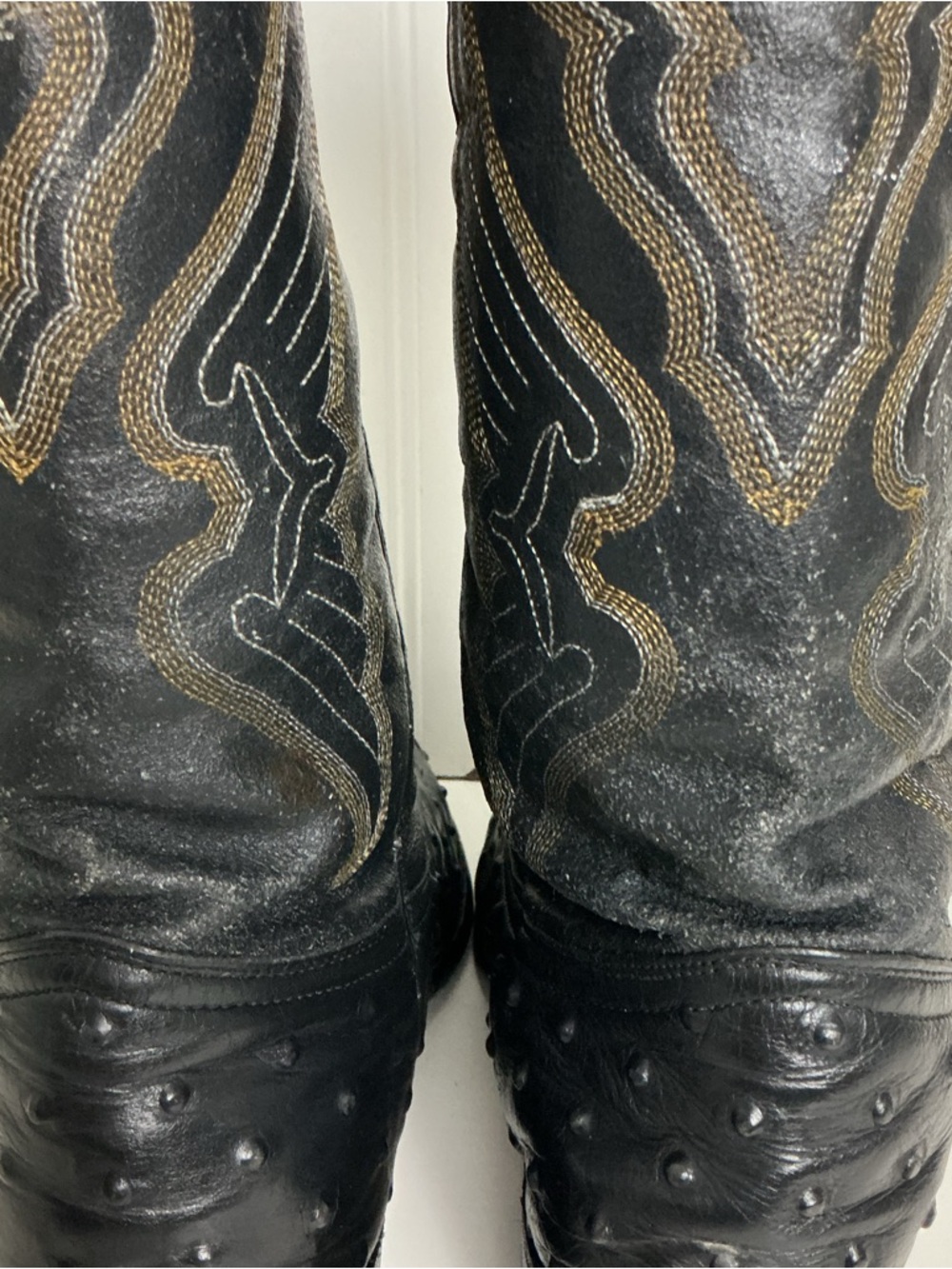 Tierra Blanca Womens USA 7 Mexican 26 Black Leather Vibram Sole Cowboy Boots - Picture 8 of 16